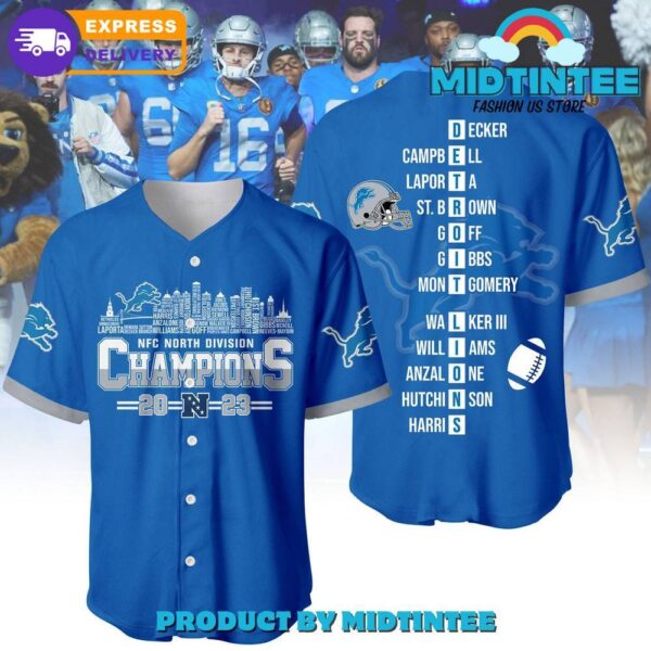 Detroit Lions North Division Championship Skyline Baseball Jersey 1