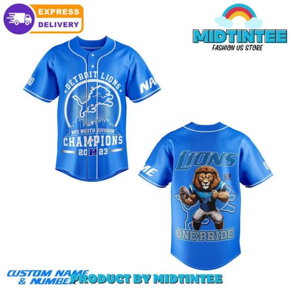 Detroit Lions One Pride Champions Blue Baseball Jersey 1