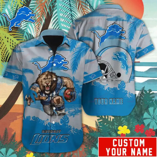 Detroit Lions Roaring Beast Custom Hawaiian 1