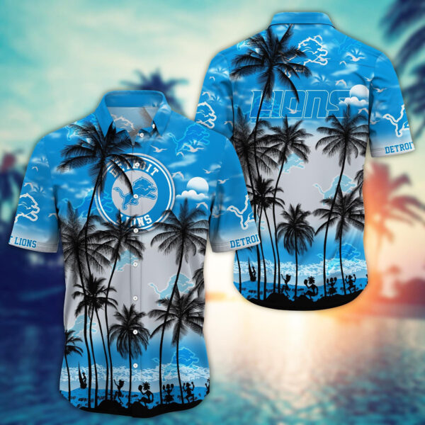 Detroit Lions Skyline Palms Hawaiian 1