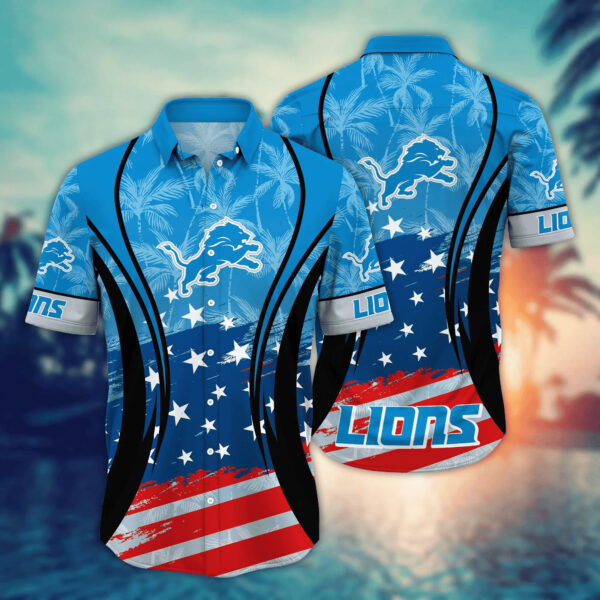 Detroit Lions Stars and Stripes Hawaiian 1