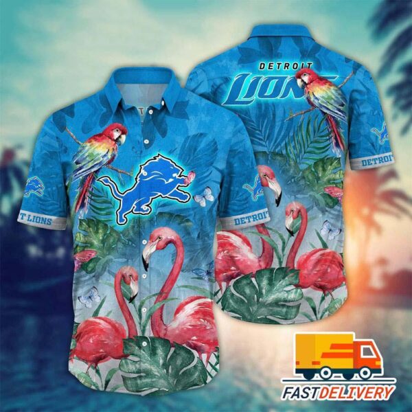 Detroit Lions Tropical Flamingo Hawaiian 1