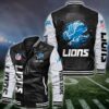 Detroit Lions White 2D Leather Jacket 2025 1