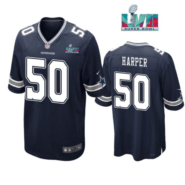 Devin Harper 50 Dallas Cowboys Super Bowl LVII Super Bowl LVII Navy Men Game Jersey 1