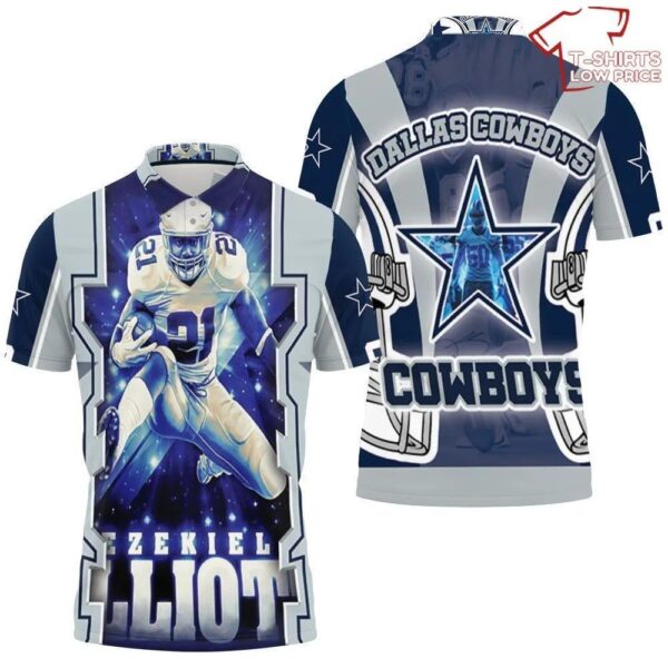 Ezekiel Elliott 21 Nfc East Division Champions Super Bowl Dallas Cowboys 3D Polo 1