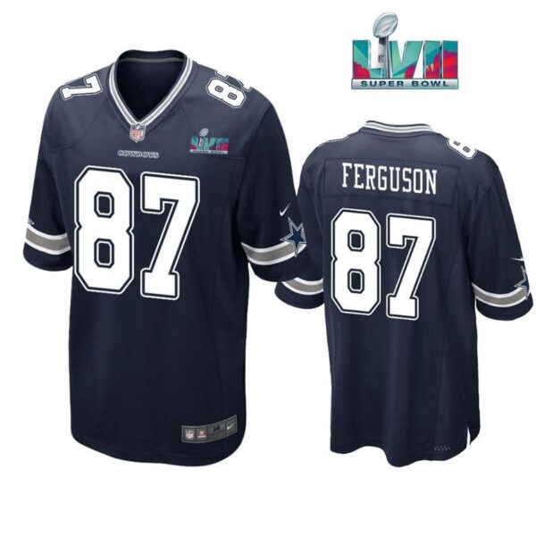 Jake Ferguson 87 Dallas Cowboys Super Bowl LVII Super Bowl LVII Navy Men Game Jersey 1