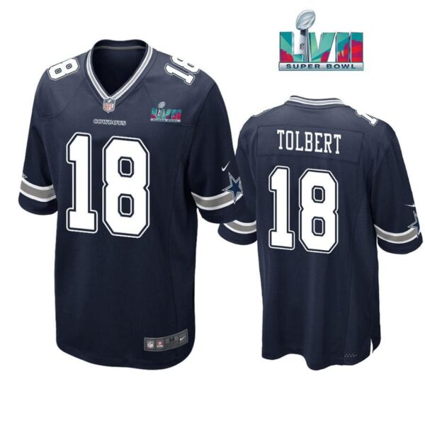 Jalen Tolbert 18 Dallas Cowboys Super Bowl LVII Super Bowl LVII Navy Men Game Jersey 1