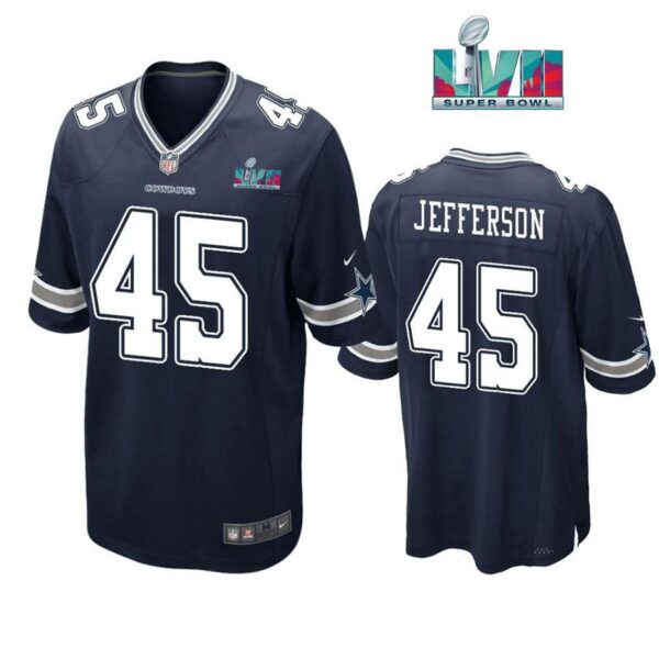 Malik Jefferson 45 Dallas Cowboys Super Bowl LVII Super Bowl LVII Navy Men Game Jersey 1