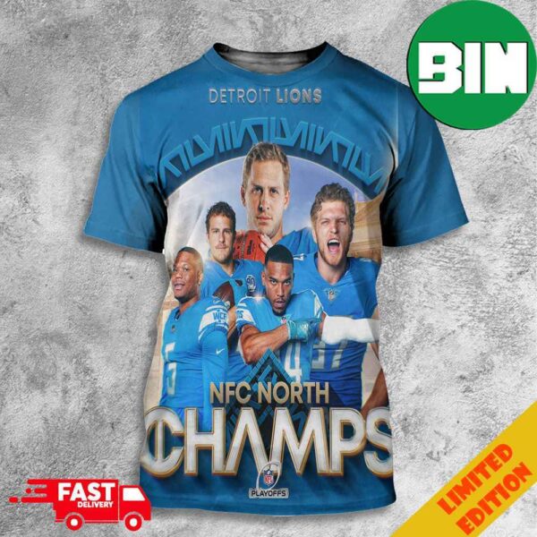 NFC North Champs The Detroit Lions First Division Title Since 1993 Celly Clinched NFL Playoffs Congratulations 3D TShirt 1