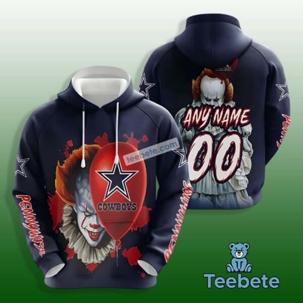 Pennywise Dallas Cowboys Blue Red Christmas 3D Hoodie 1