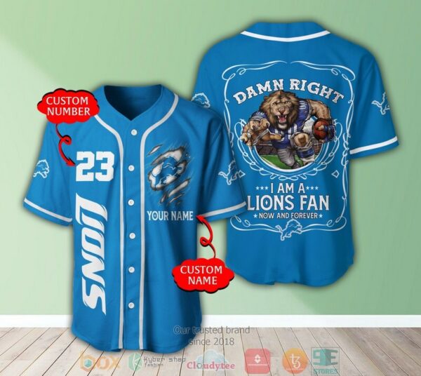 Personalized Detroit Lions Nfl I Am A Lions Fan Baseball Jersey 1