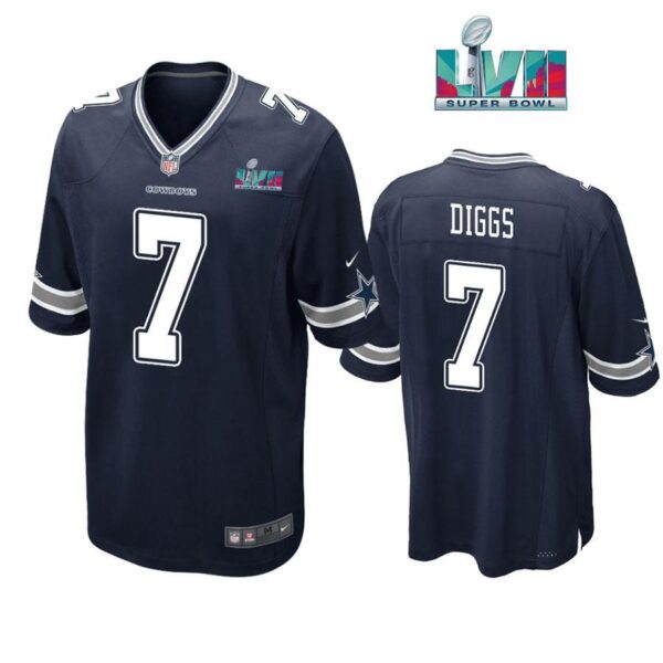 Trevon Diggs 7 Dallas Cowboys Super Bowl LVII Super Bowl LVII Navy Men Game Jersey 1