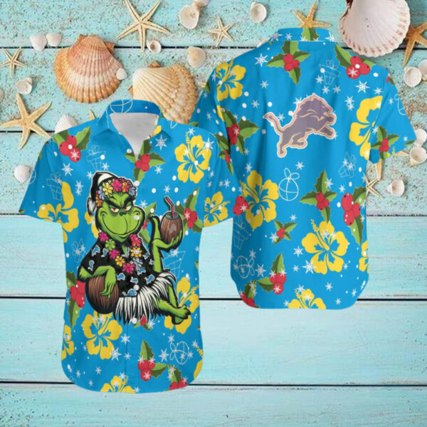 Aloha Grinch Relax Christmas NFL Detroit Lions Hawaiian Gift Beach 1