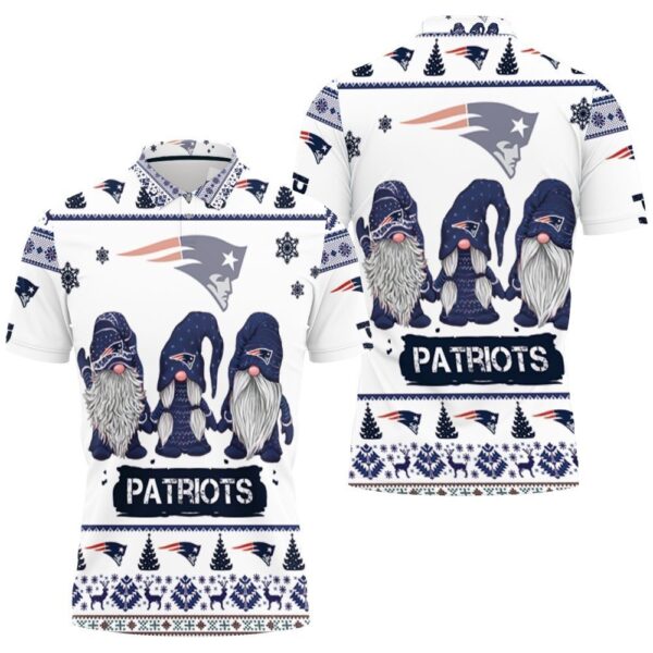 Christmas Gnomes New England Patriots Christmas 3D Polo 1