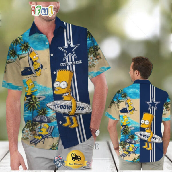 Custom Name NFL Dallas Cowboys Special Bart Simpson Tropical Hawaiian 1