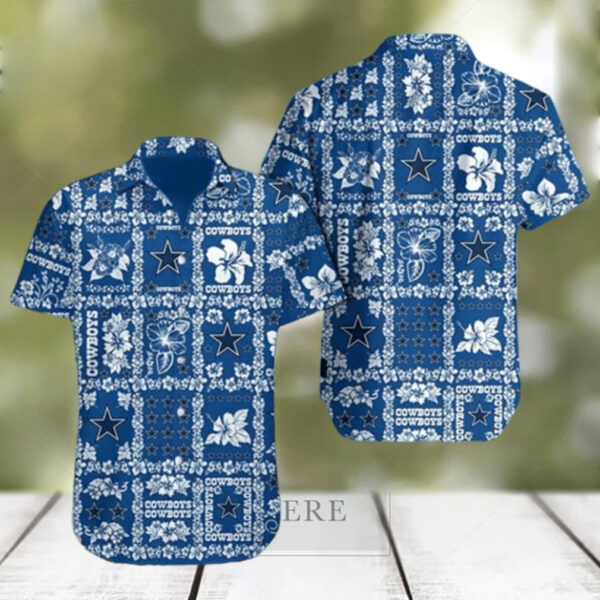 Dallas Cowboys Hawaiian Hibiscus Flowers Pattern Gift For Beach Trip 1