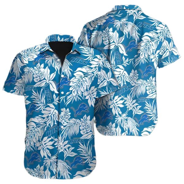 Detroit Lions Hawaiian Mens Tropical Leaf Aloha 1