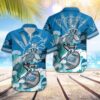 Detroit Lions Hawaiian Shirt Oceanic Blue Floral