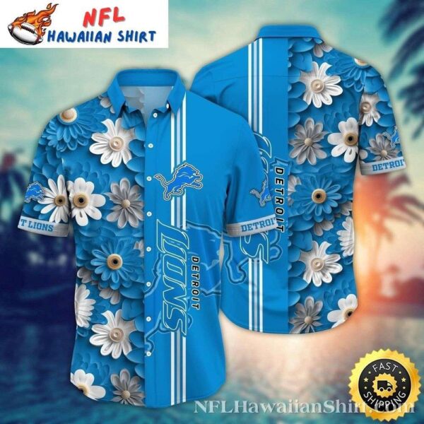 Detroit Lions Serene Sky Blue Floral Hawaiian 1