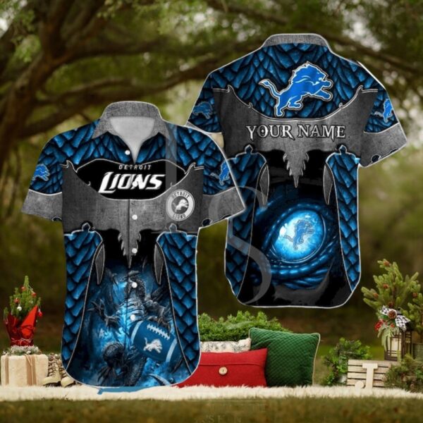 Dragon Pattern Detroit Lions Personalized Hawaiian 1