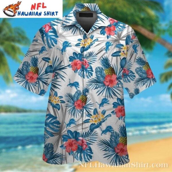 Exotic Pineapple And Hibiscus Detroit Lions Tropical Hawaiian 1