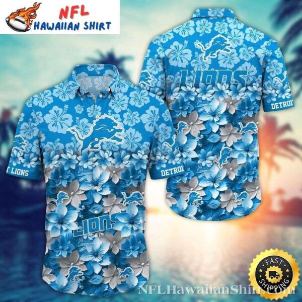 Floral Blue Detroit Lions Blossom Hawaiian 1