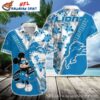 Mickey With Surfboard Detroit Lions Tropical Hawaiian 1