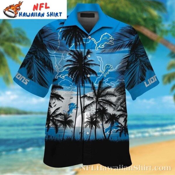 Moonlit Tropics Detroit Lions Silhouette Hawaiian 1