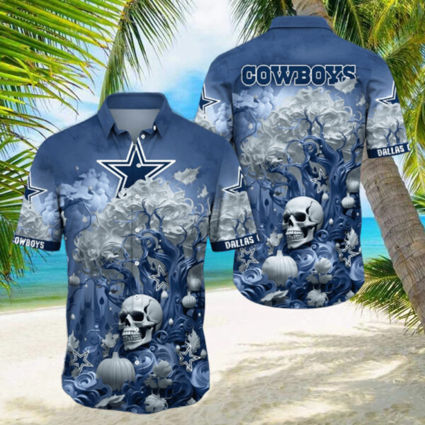 NFL Dallas Cowboys Halloween Skull Pumpkin Hawaiian 1