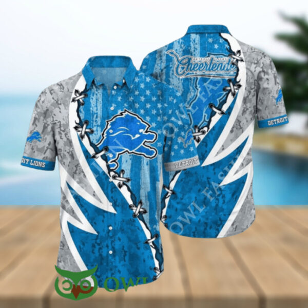 NFL Detroit Lions American Flag 3D Printed Hawaiian 2025 1