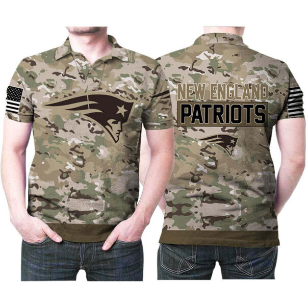 New England Patriots Camouflage Veteran American Flag 3 DPolo 1