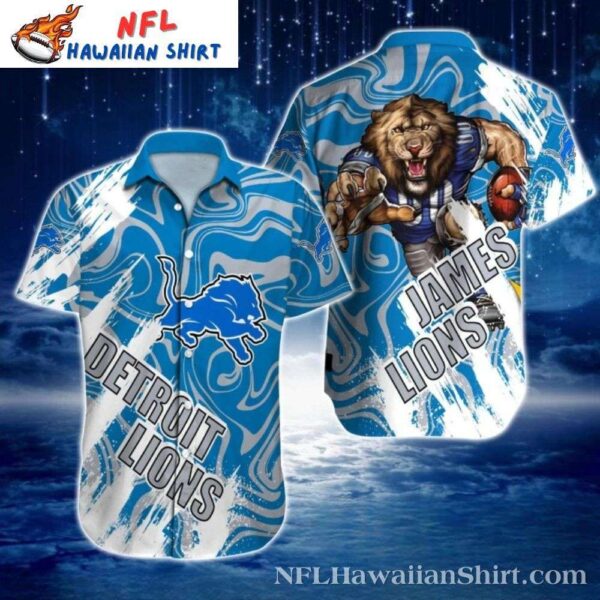 Roaring Detroit Lions Blue Wave Hawaiian 1