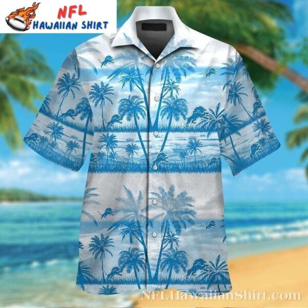 Serenity Blue Palm Tree Silhouette Detroit Lions Hawaiian For Men 1