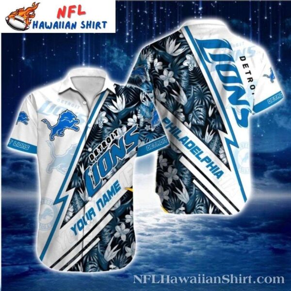 Skyline Blues Detroit Lions Custom Name Tropical Hawaiian Shirt 1