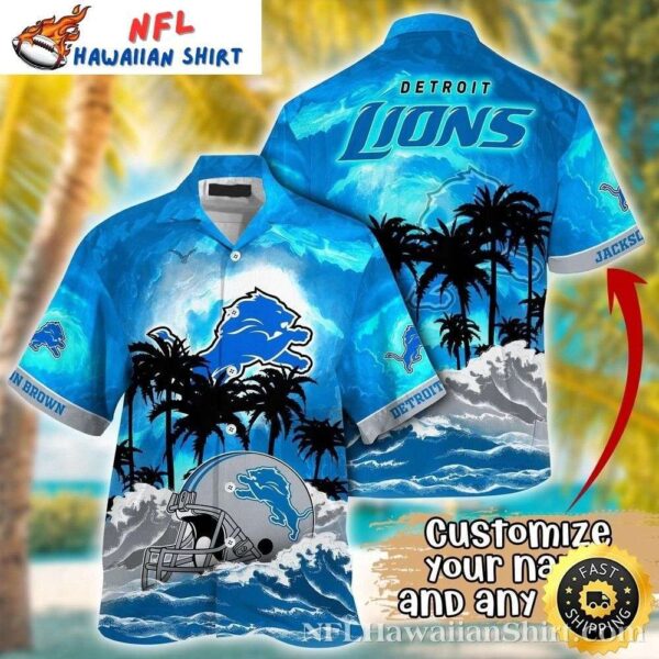 Sunny Shores And Detroit Lions Helm Graphic Hawaiian Shirt 1