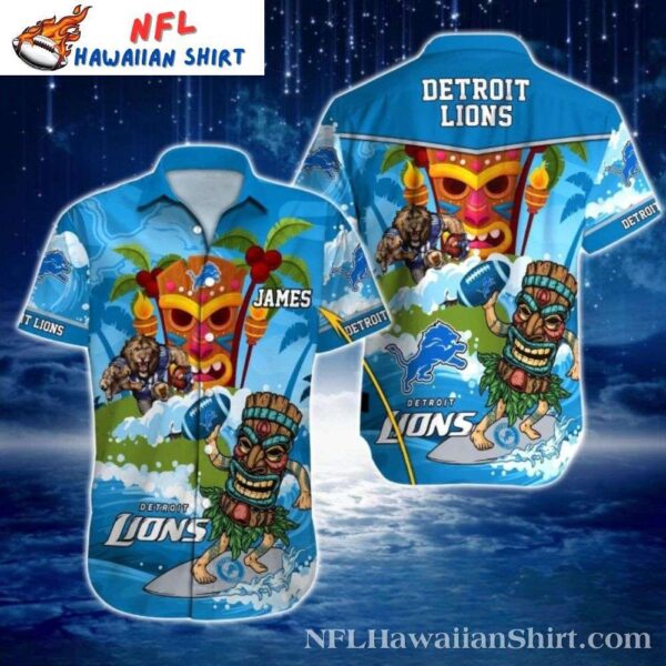 Tiki Touchdown Detroit Lions Customizable Tropical Hawaiian Shirt 1