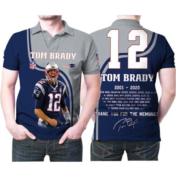 Tom Brady 12 New England Patriots Highlight Career Signatures Tom Brady Fan Polo 1