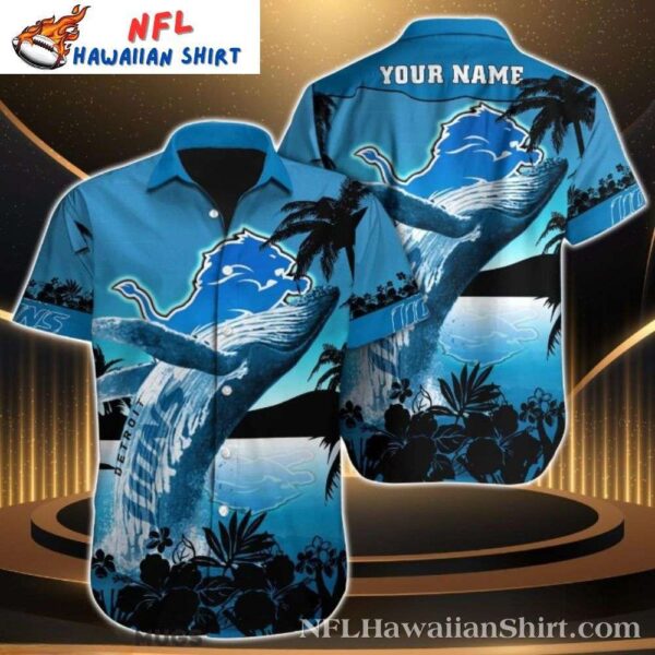 Tropical Breeze Whale Detroit Lions Tropical Custom Name Hawaiian Shirt 1