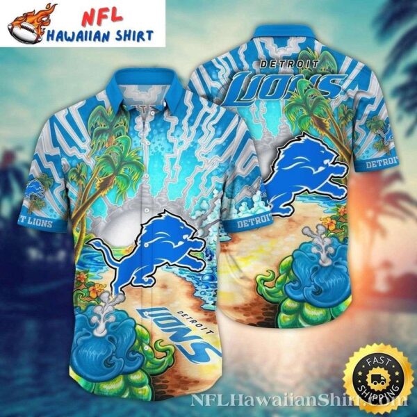 Tropical Surge Detroit Lions Beachfront Hawaiian Shirt 1