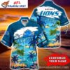 Twilight Palms Detroit Lions Customizable Hawaiian Shirt 1