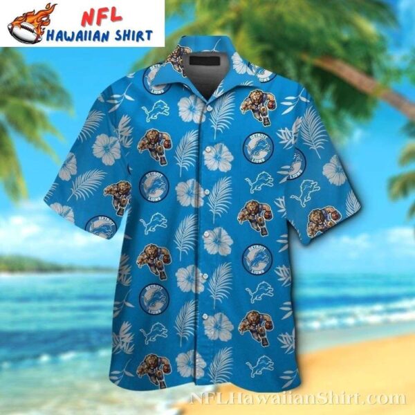 Vintage Detroit Lions Mascot Tropical Hawaiian Shirt 1