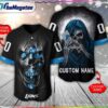 custom detroit lions skull all over printed baseball jersey