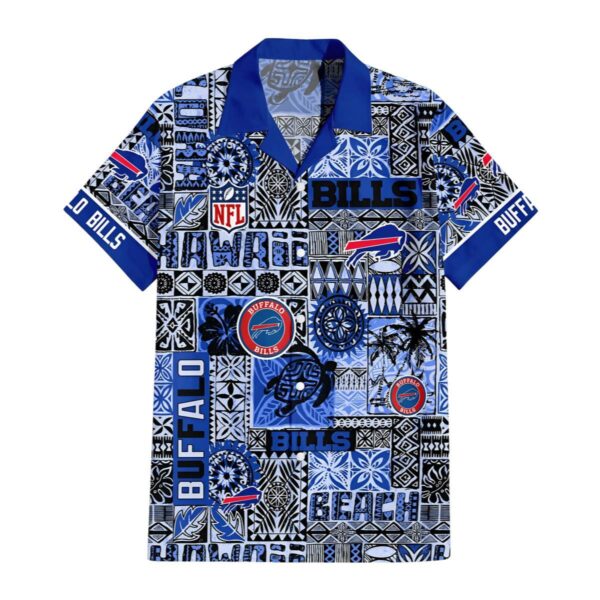 Buffalo Bills Hawaiian Shirt Blue Tapa Patterns 1