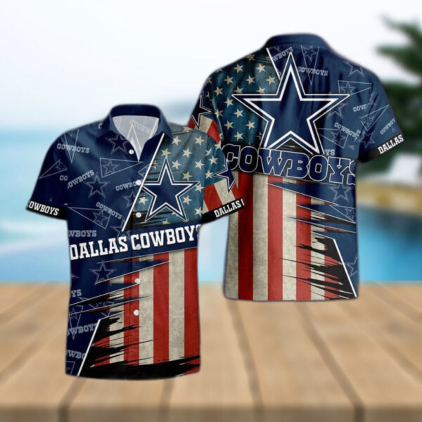 Dallas Cowboys American Flag Logo Hawaiian Vacation Gift 1