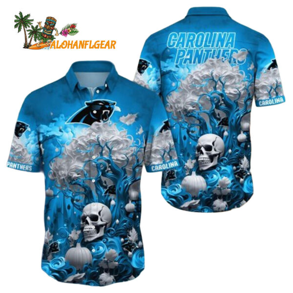 Carolina Panthers Halloween Skull Pumpkin Carolina Panthers Aloha 1