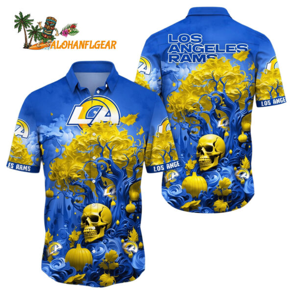 Los Angeles Rams Halloween Skull Pumpkin Hawaiian Los Angeles Rams Aloha 1