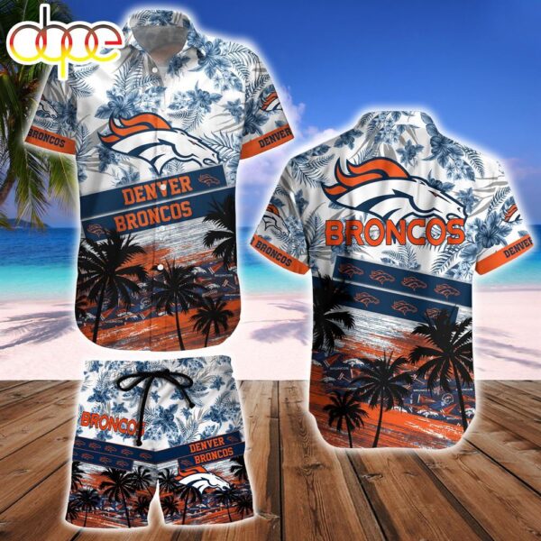 Denver Broncos NFL Summer Hawaiian Shirt And Beach Short 1