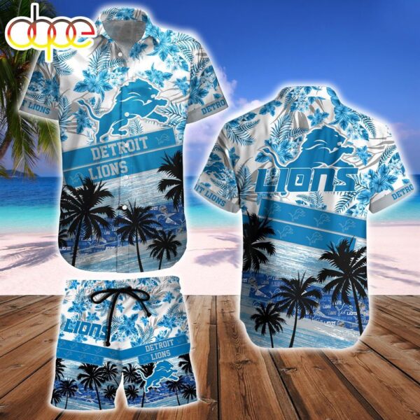 Detroit Lions NFL Summer Hawaiian Shirt And Beach Short 1