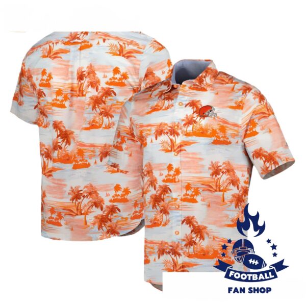 Tommy Bahama Orange Mens Cleveland Browns Hawaiian Shirt