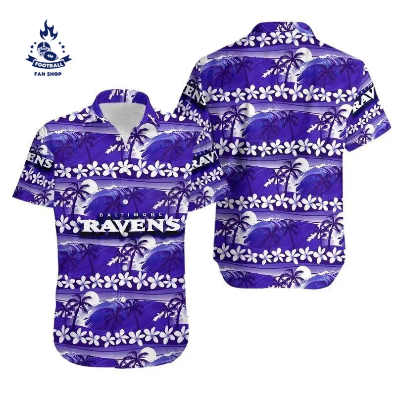 Baltimore Ravens Coconut Trees Nfl Gift For Fan Hawaii Shirt Summer Collection, NFL Hawaiian Shirt